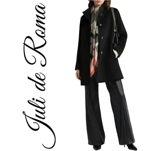 Vintage Juli De Roma Women’s Button Down Soft Pea Coat Jacket Size L/XL Black - Picture 9 of 9